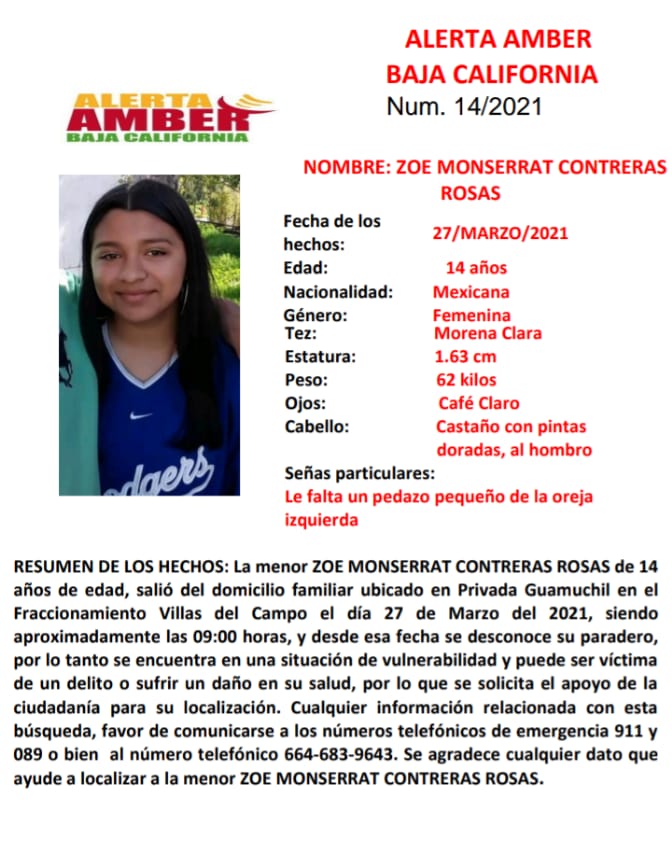 CANCELAN ALERTA AMBER POR ZOE MONSERRAT