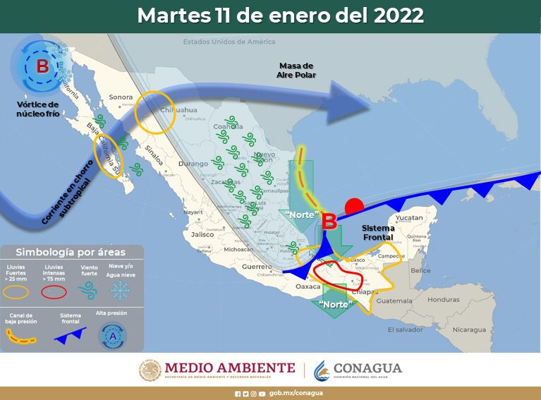 FRENTE FRíO TRAERá LLUVIAS, VIENTO Y NEVADAS A BC