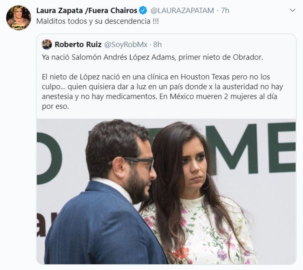 Laura Zapata maldice a nieto de López Obrador
