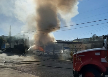 Incendio lote de autos