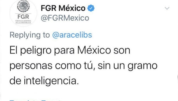 FGR insulta a usuaria a través de Twitter que criticó a AMLO