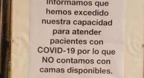 Hospital abarrotado por pacientes con coronavirus