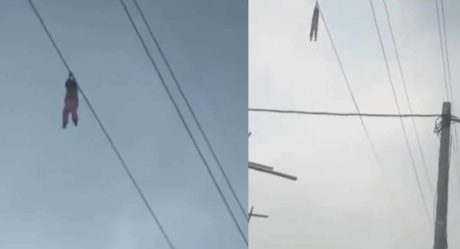 VIDEO: Niña pide auxilio mientras cuelga de cable de alto voltaje