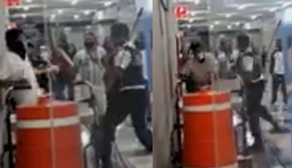VIDEO: Guardia le pide uso de cubrebocas y se agarran a golpes