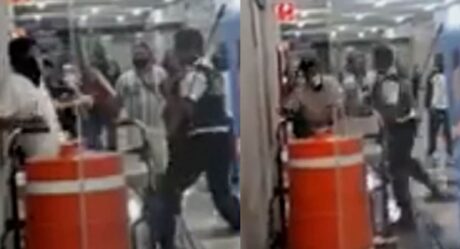 VIDEO: Guardia le pide uso de cubrebocas y se agarran a golpes