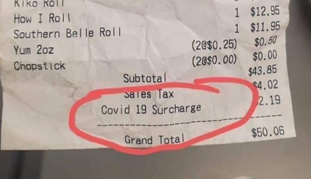 Restaurantes aplican cobro extra por Covid-19