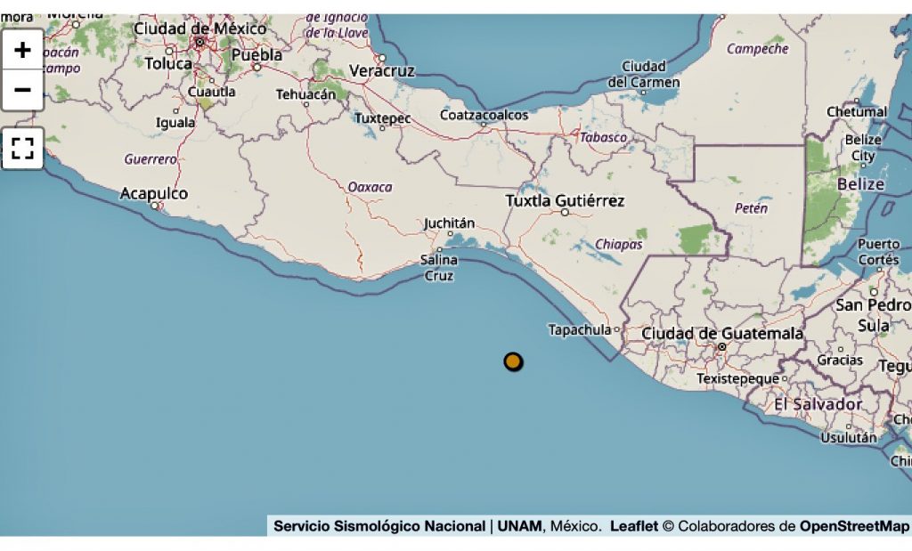 Sismo de magnitud preliminar 5.1 sacude Chiapas