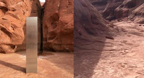 VIDEO: Hallan misterioso monolito metálico en el desierto
