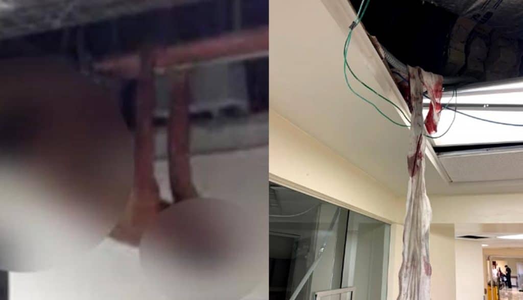 VIDEO-Paciente-intenta-fugarse-de-hospital-por-ducto-de-aire