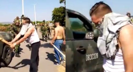 VIDEO: Encapuchados agreden con palos a militares