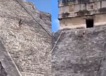 VIDEO-#LadyKukulkán-esparce-cenizas-de-su-esposo-en-Chichén-Itzá