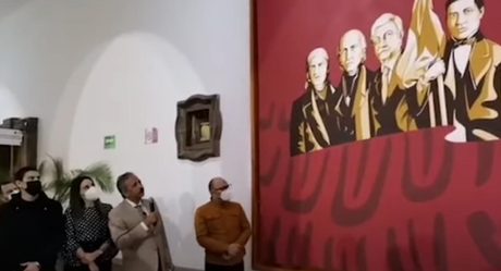 FOTO: Develan mural de la 4T con imagen de AMLO