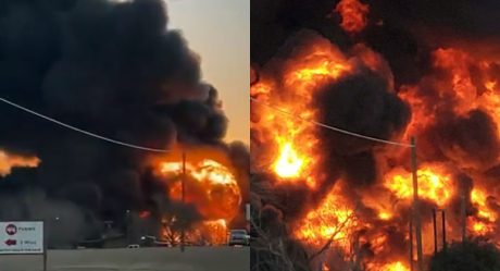 VIDEO: Mega explosión tras choque de tren con combustible