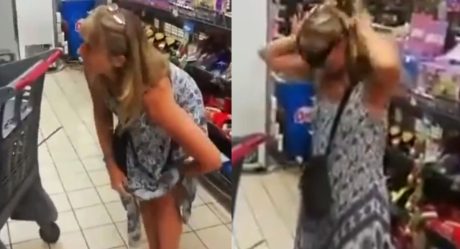 VIDEO: Se quita tanga y la usa como cubrebocas en supermercado