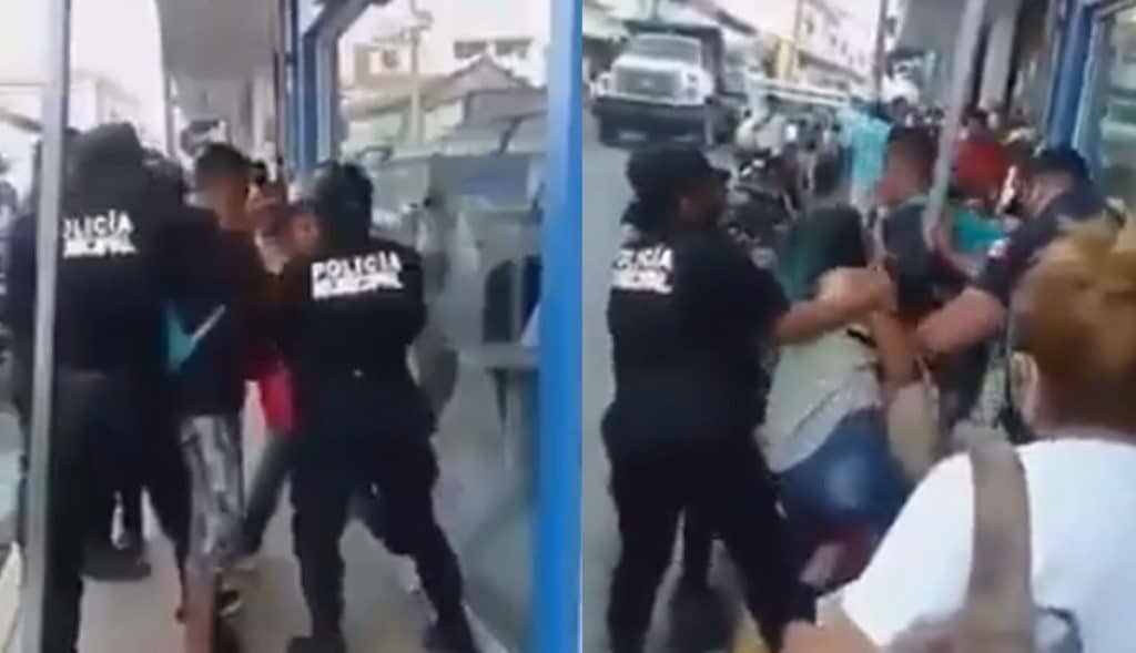 VIDEO-Policías-agreden-a-pareja-por-no-usar-cubrebocas-los-destituyen