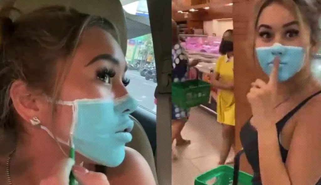 VIDEO-Influencers-visitan-supermercado-con-cubrebocas-pintado