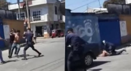VIDEO: Ebrio atropella a su amigo y a policía tras pelea