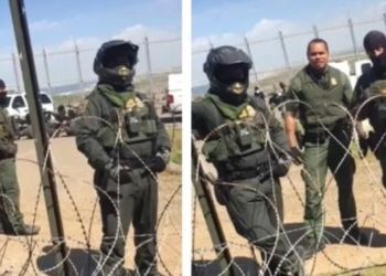 VIDEO: PLATICAN MIGRANTE Y AGENTE FRONTERIZO EN MURO