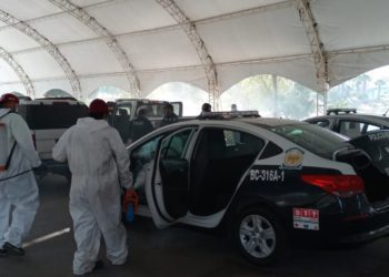 CONTINúA DESINFECCIóN DE UNIDADES DE LA POLICíA MUNICIPAL