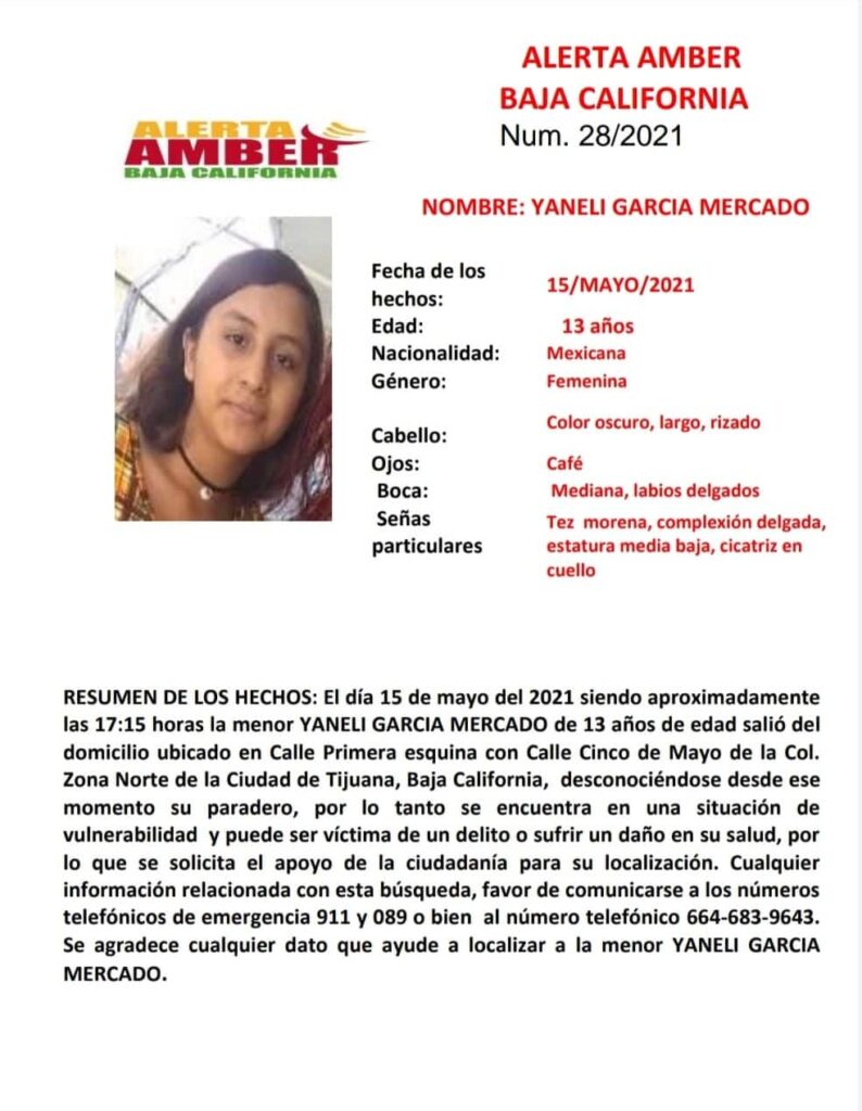 CANCELAN ALERTA AMBER POR YANELI GARCíA DE 13 AñOS