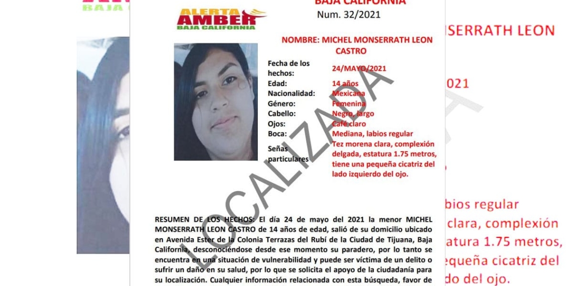 CANCELAN ALERTA AMBER POR MICHEL LEóN CASTRO