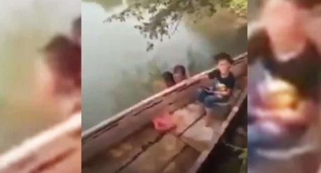 VIDEO: Se baña desnudo con su hija de 7 años en río; lo confrontan