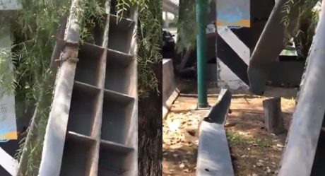 VIDEO: Se desploma estructura metálica en puente vial