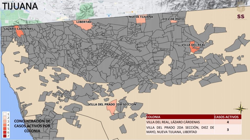 SEIS COLONIAS CONCENTRAN CASOS ACTIVOS DE COVID EN TIJUANA