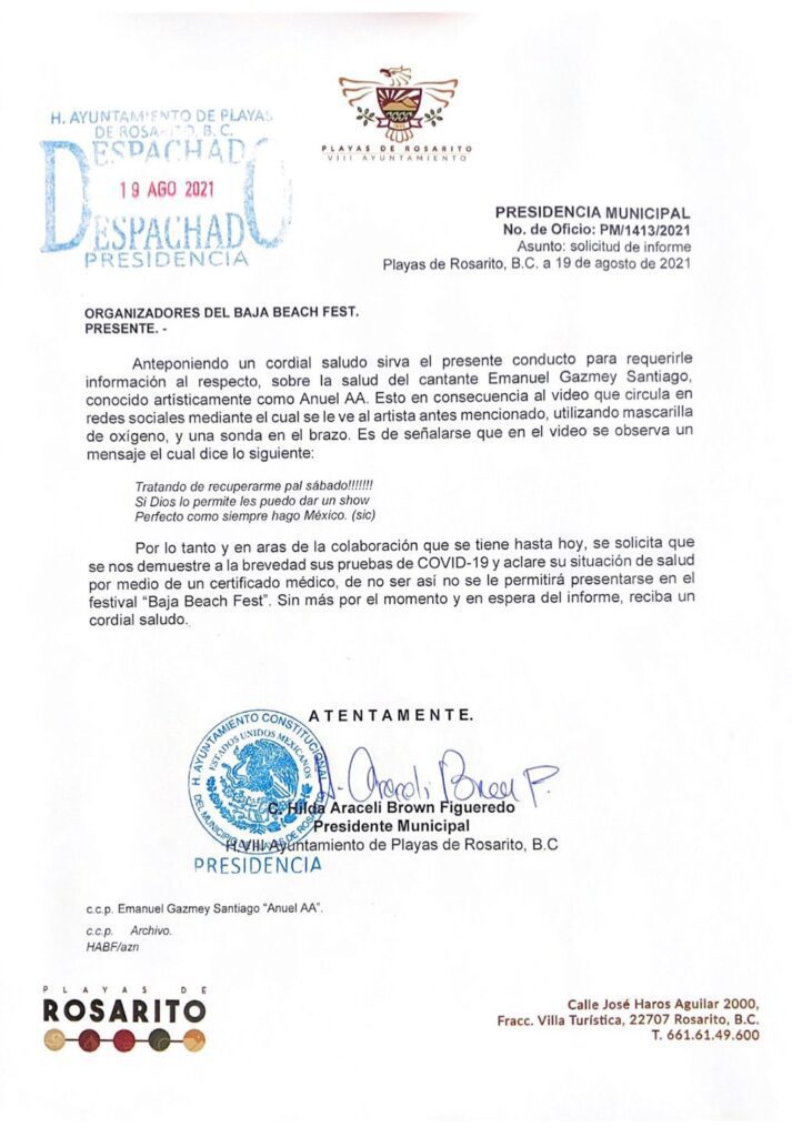 BAJA BEACH FEST REVELA ESTADO DE SALUD DE ANUEL AA BAJA BEACH FEST REVELA ESTADO DE SALUD DE ANUEL AA