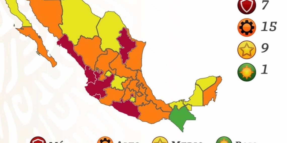 MéXICO COLOCA A 7 ESTADOS EN ROJO EN SEMáFORO EPIDEMIOLóGICO