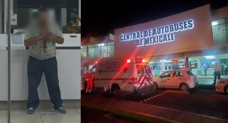 Hombre se clava cuchillo en el cuello en Central Camionera