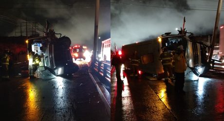 Volcadura de camión de pasajeros deja heridos