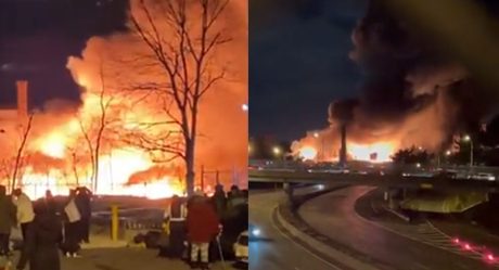 VIDEO: Mega incendio en planta química; alertan a ciudadanos