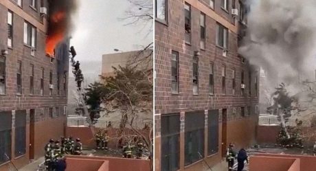 VIDEO: Fuerte incendio en departamentos deja decenas de heridos