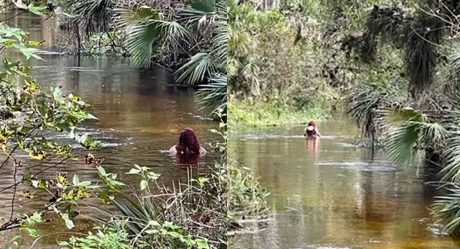 VIDEO: Mujer desaparece tras nadar en río con cocodrilos