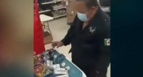 VIDEO: Exhiben a policía por robar dulces y medicamentos en supermercado