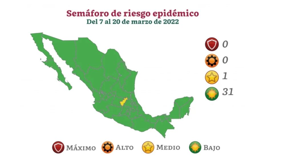 31 ENTIDADES DE MéXICO EN VERDE EN SEMáFORO EPIDEMIOLóGICO