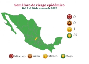 31 ENTIDADES DE MéXICO EN VERDE EN SEMáFORO EPIDEMIOLóGICO