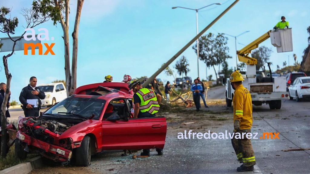 Conductor-de-Mustang-se-estampa-con-arbol-y-poste-luego-huye