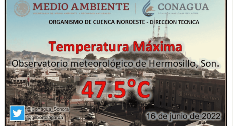 Calor rompe récord en Hermosillo, registró 47.5 grados