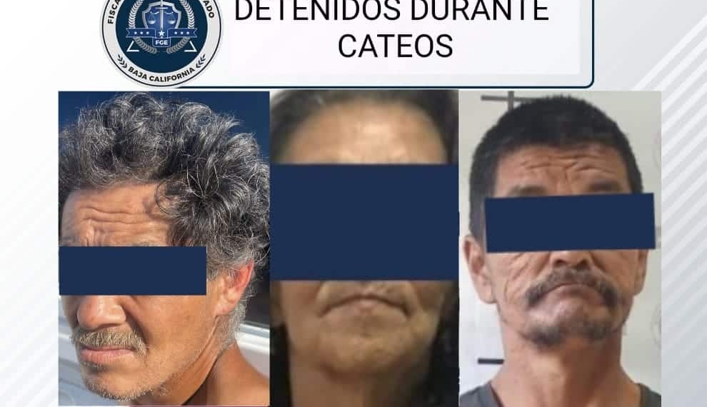 MUJER DE 72 AñOS Y DOS HOMBRES DETENIDOS TRAS CATEOS EN ENSENADA