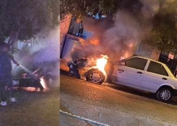 FGE INVESTIGA INCENDIO DE AUTO EN ROSARITO