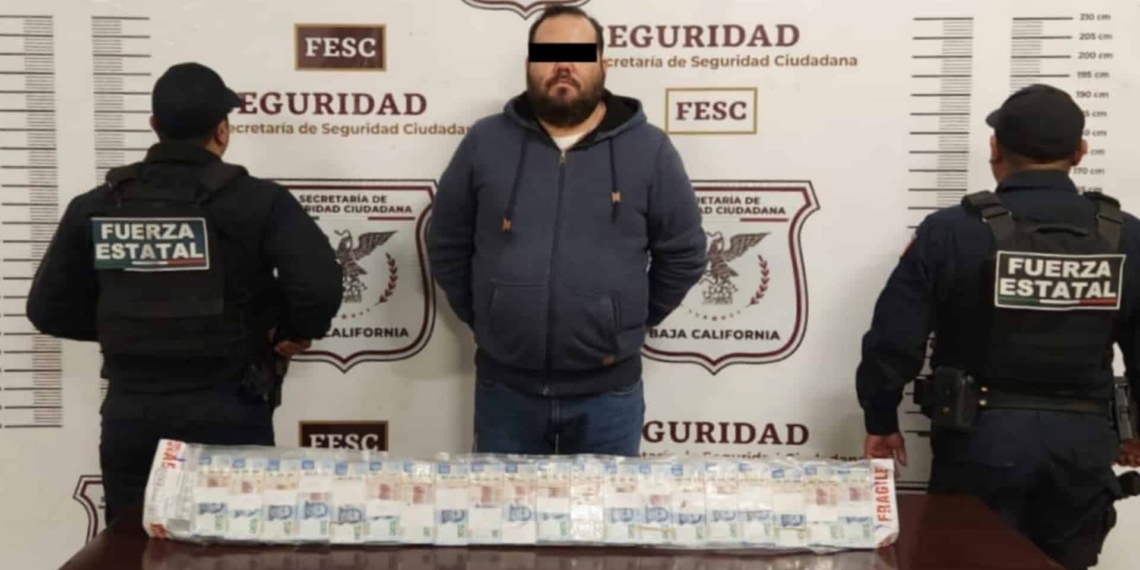 Detienen a hombre con un millón de pesos en efectivo en Tijuana