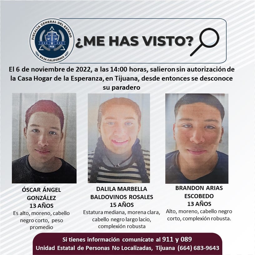 Tres adolescentes de una casa hogar están desaparecidos