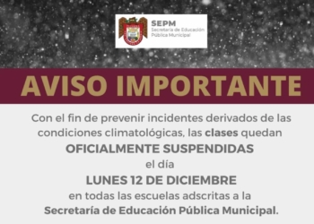 Ayuntamiento suspende clases en Escuelas Municipales