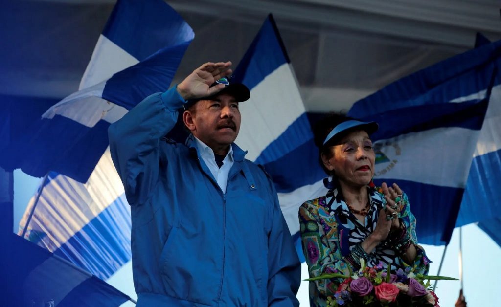 El presidente Daniel Ortega y su esposa la vicepresidenta Rosario Murillo