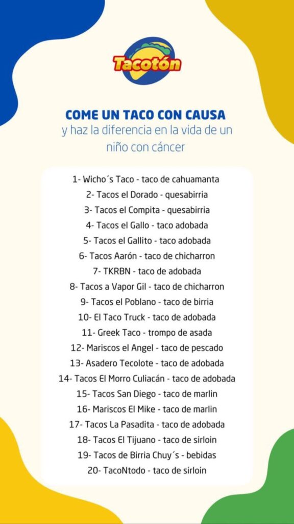 Este viernes cómete un taco y ayuda a un niño con cáncer | Alfredo Alvarez  Noticias