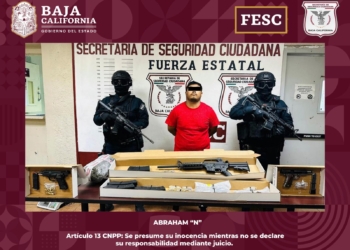 FESC realiza operativo en el Valle de Mexicali y asegura armas, drogas y personas