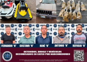 La FGE detiene a cinco sujetos en cateo por narcomenudeo