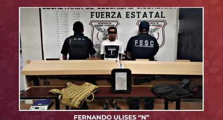 Fuerza Estatal detiene a hombre armado y con placa balística en Mexicali